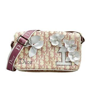 Auth DIOR/ChristianDior Trotteur - Pink White Jacquard Synthetic Leather